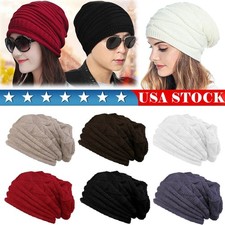 Slouchy Beanie Hat for Men and Women Winter Warm Chunky Soft Cable Knit Cap USA