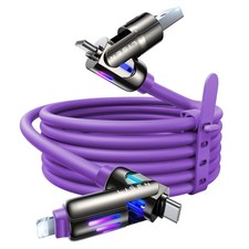LISEN 240W Chubby USB C to C, 4 in 1 Charging Cable 6.6FT 6.6FT, Purple