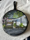 Vintage Hand Painted Country Home on a Wagner Sydney Cast Iron Skillet #0