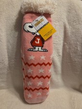 Peanuts Snoopy Sherpa Lined Non-Slip Slipper Socks - One Size Fits Most NEW