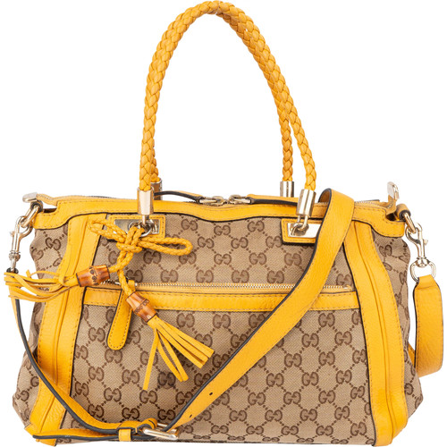 Gucci GG Monogram Bamboo Handbag Bag