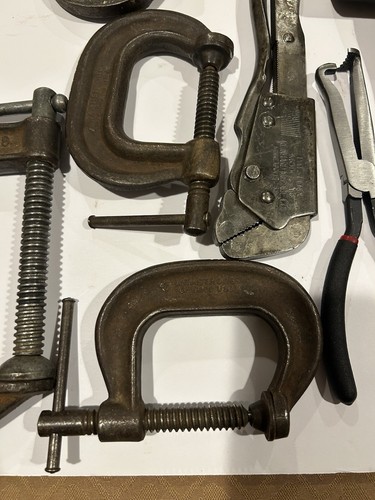 Junk Drawer Tool Lot Pliers Clamps Brass Hammer Vintage Clutch Screwdrivers Etc - Picture 7 of 18