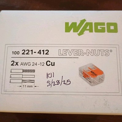 221-412 | WAGO Lever-Nuts  Splicing Connector | for Solid and Stranded 101 Piece