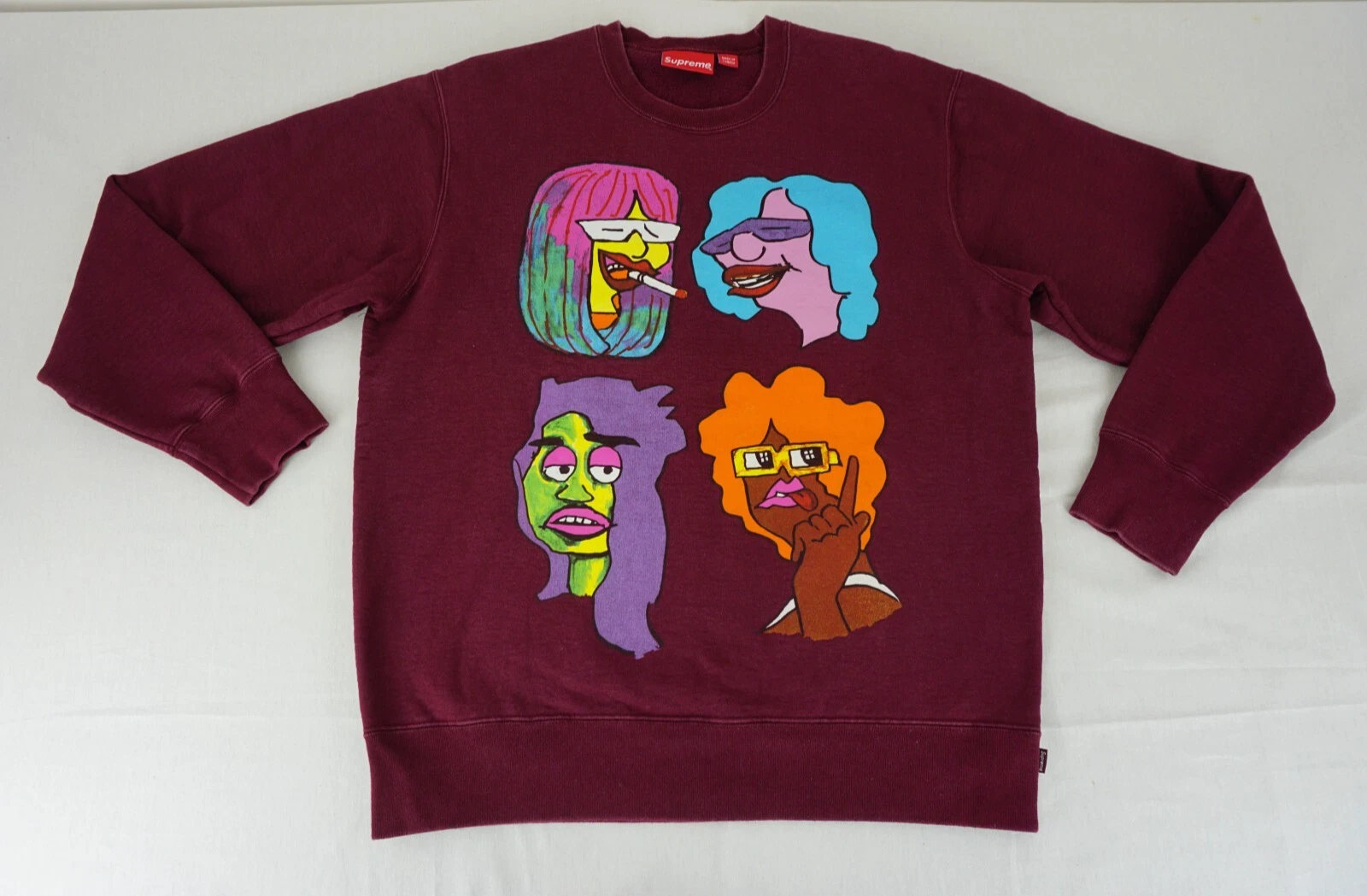 Sweat homme col rond bordeaux Supreme FW17 Gonz Head étiqueté grand
