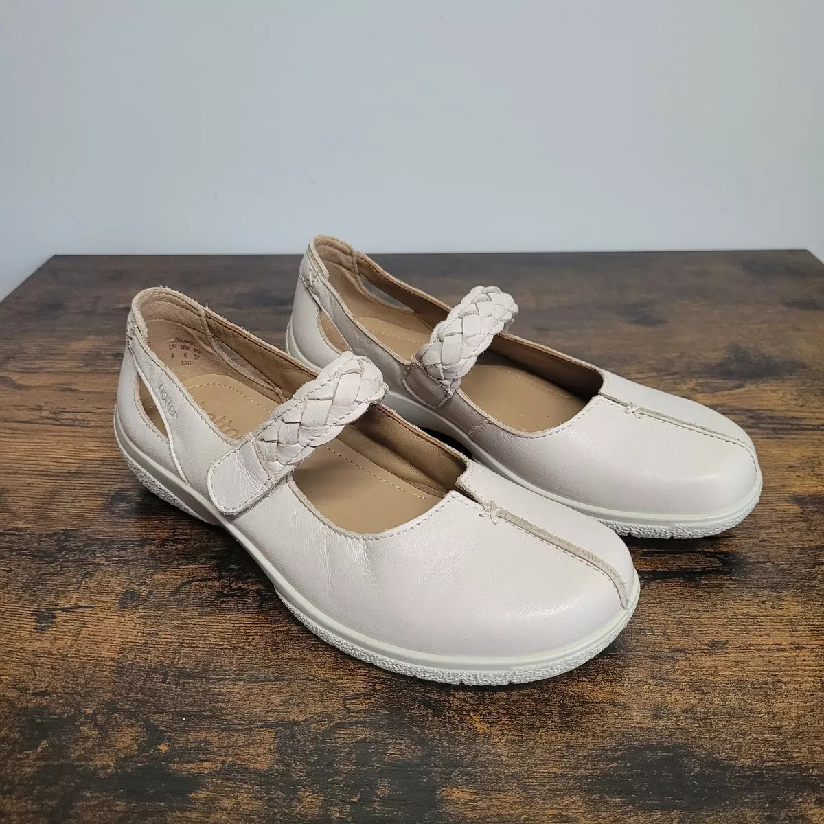 Hotter Beige Comfort Concept Shake Leather Mary Jane Shoes Womens