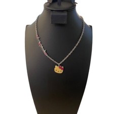2012 Hello Kitty Sanrio Pendant Necklace Silvertone "Best Friends" 17.5"