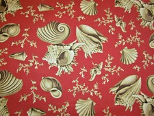 P/Kaufmann Sea Shells Branch Nautical Decorator Fabric 56" X 1 1/2 Yds.