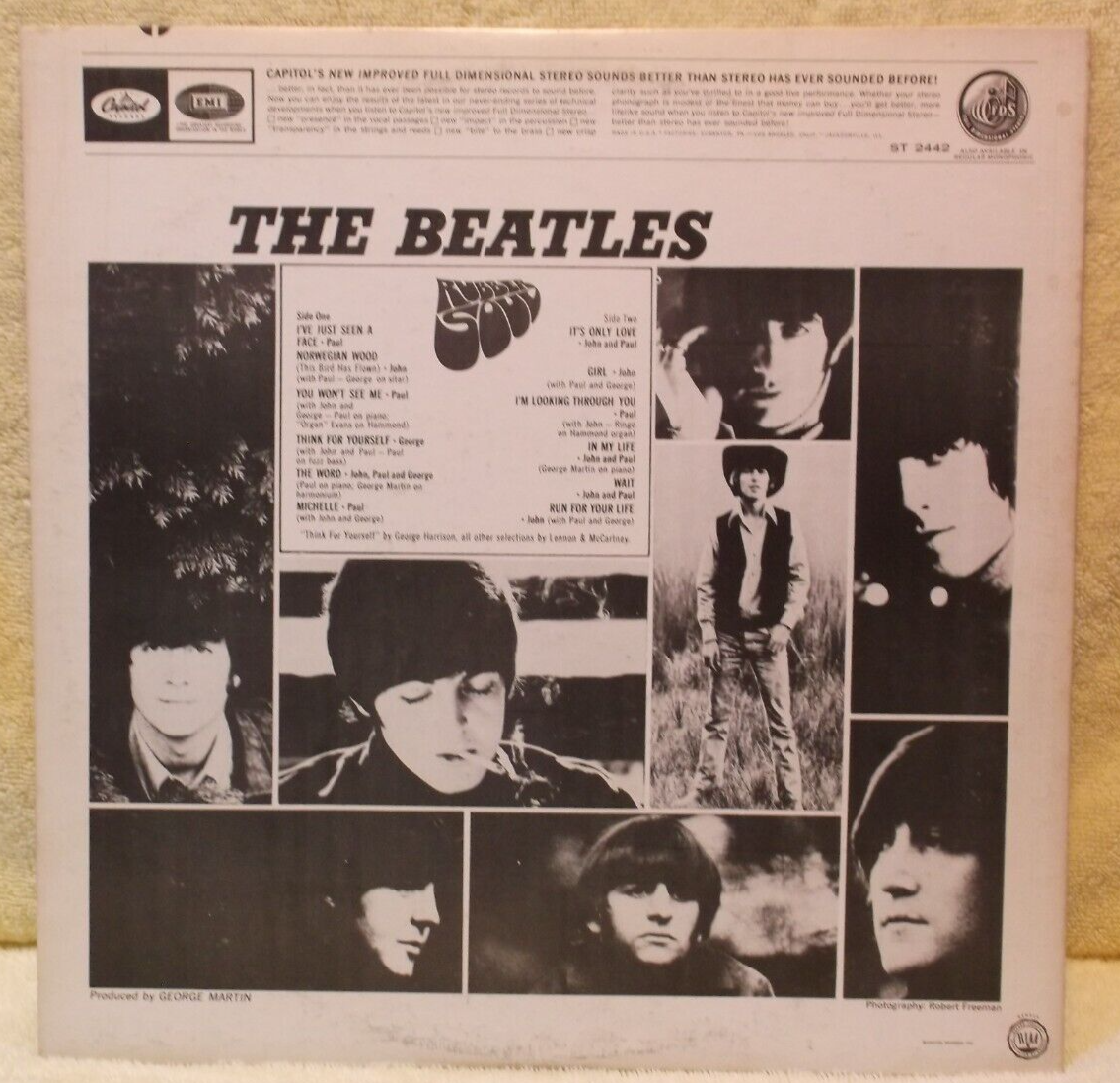 The Beatles "Rubber Soul" Vinyl LP Record Album (Capitol Records, 1965