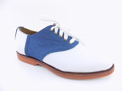 blue and white saddle oxfords