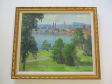   ANTIQUE OIL PAINTING IMPRESSIONISM LISTED  LANDSCAPE AMERICAN REGIONALISM RARE