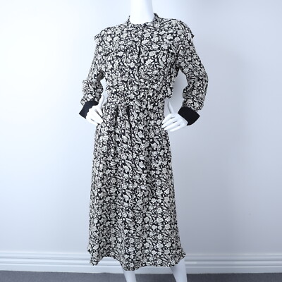 REISS PETITE MICAH petite floral printed midi dress in black/white