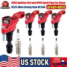 4x High Performance Ignition Coil & Spark Plug For Chevy Cobalt Buick GMC UF491