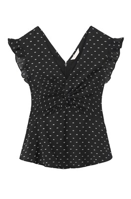 REBECCA TAYLOR Birdseye Dot Cap Sleeve Twist Top Organdy Shopbop 14 XL NWT $275
