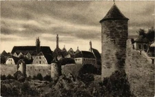 Old postcard postcard Rothenburg - view of the city with limestone tower GERMANY (944202)