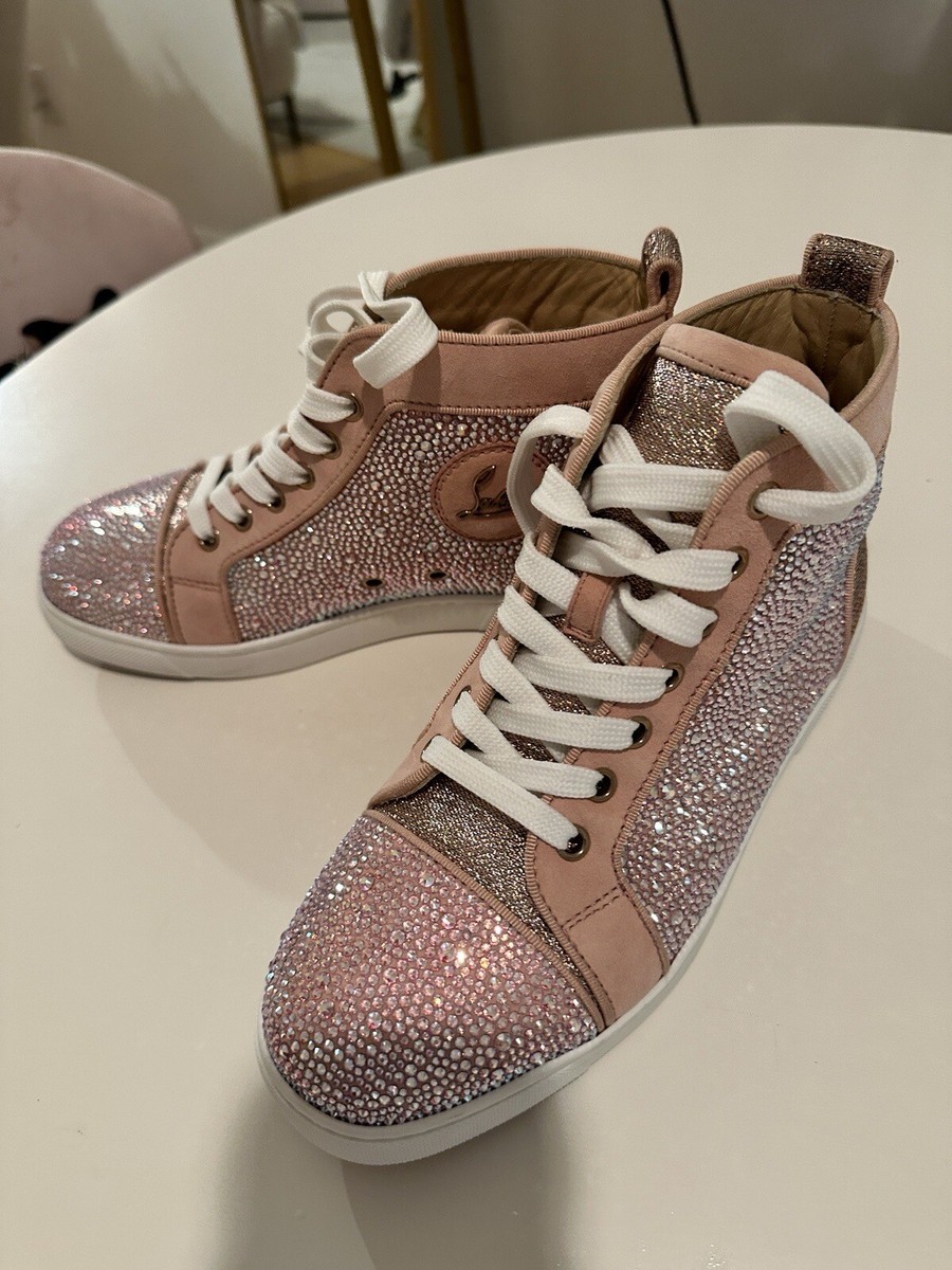 Cristian Louboutin Swarovski Light Rose Gold Suede Pink High Cristian Louboutin Swarovski Light Rose Gold Suede Pink High