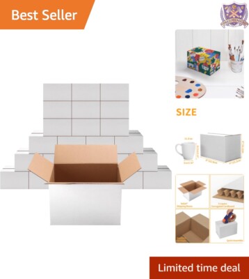 Versatile 9x6x6 White Shipping Boxes Set of 25 - Durable Cardboard Mailers