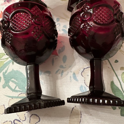 Vtg Avon Set Of 4 Cape Cod Ruby Red Glass Footed Water Wine Goblets - Picture 5 of 8