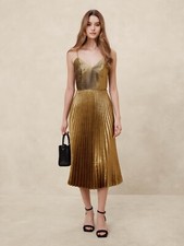 *NWT* Banana Republic Silky Strappy Pleated Midi Dress Size 0 *SOLD OUT ONLINE*