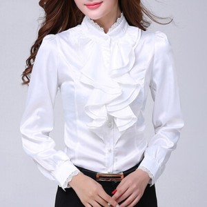 white silk blouse with a frill