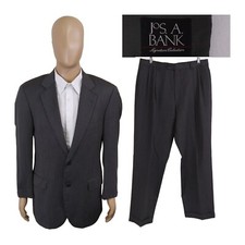Jos A Bank Signature Collection Gray Herringbone 2 Piece Suit 40R Pants 34X29