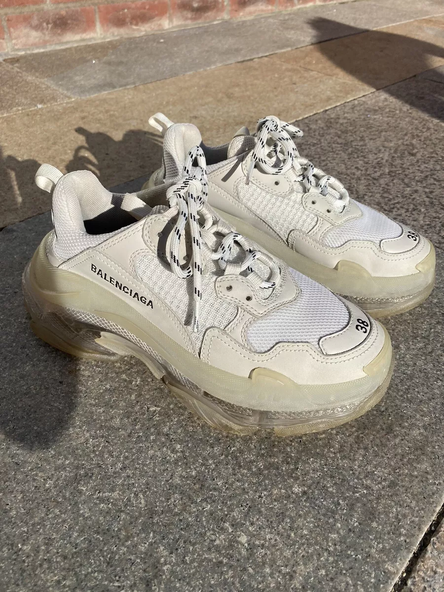 Womens Balenciaga Triple S Clear sole trainers / Size 5 38 / White Cream