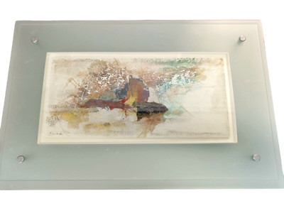 Gabriele Gusinde Milchglas gerahmtes Pastellkreide Gemälde Bild Kunst Limited