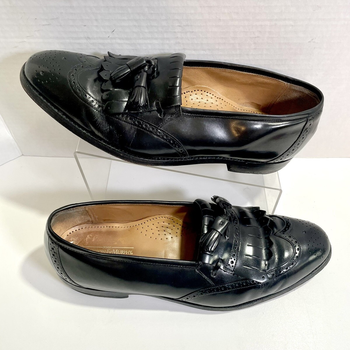 JOHNSTON & MURPHY OPTIMA Wingtip Loafer Black Leather Men's Shoes