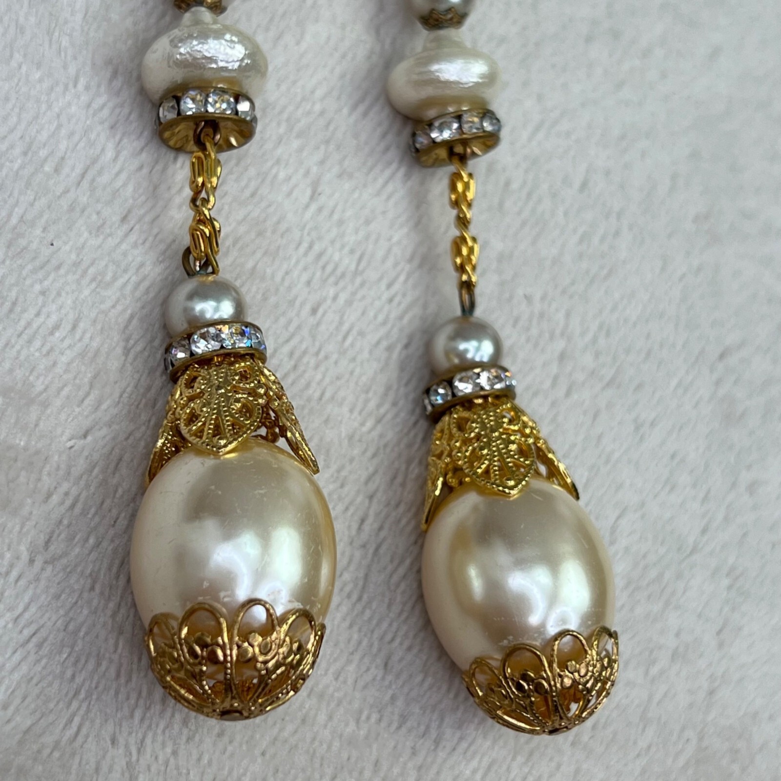 Rhinestone Pearl Drop Dangle Statement Earrings F… - image 4