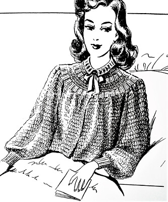 R2468 Vintage Design BEWITCHING BED JACKET Pattern to KNIT (reproduction) SML