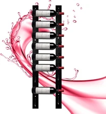Wall Mounted Wine Rack – 9 Bottle, Stylish Black Wine Storage Rack