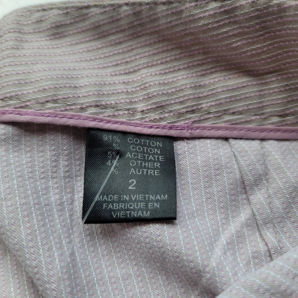 PANTALONES CAPRIS TAHARI RAYAS ELÁSTICAS MEZCLA ALGODÓN TALLA 2 MUJER POLVORIENTO LILA  Foto 3 de 4