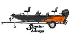 Orange Black Side Halves Design Wrap Fishing Bass Boat Vinyl Decal USA