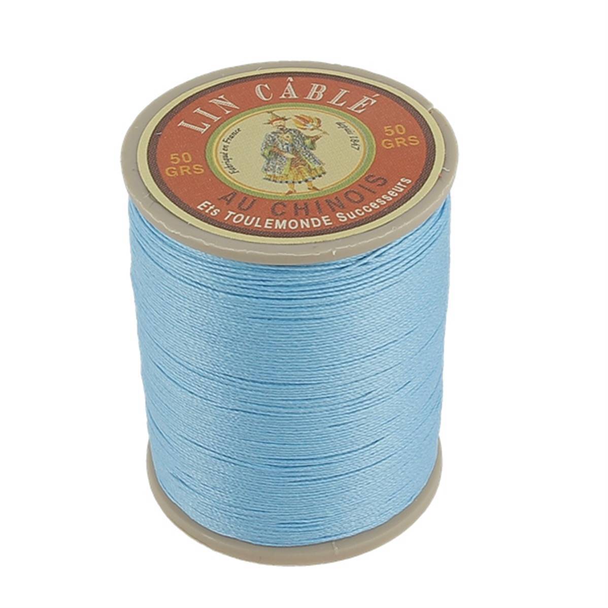 Fil de lin câblé glacé Au Chinois turquoise 532 couture cuir sellier bobine 250m
