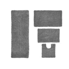 Fantasia Bath Rug 100 Cotton Bath Rugs Set, 4-Pcs Set with Contour, Gray Free S