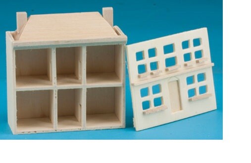 Dollhouse Miniatures 1:12 Scale Doll's Doll House, Unfinished #CLA08680