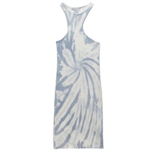Zara Asymmetrical Tie Dye Sleeveless Ribbed Knit Bodycon Tank Dress Club Medium