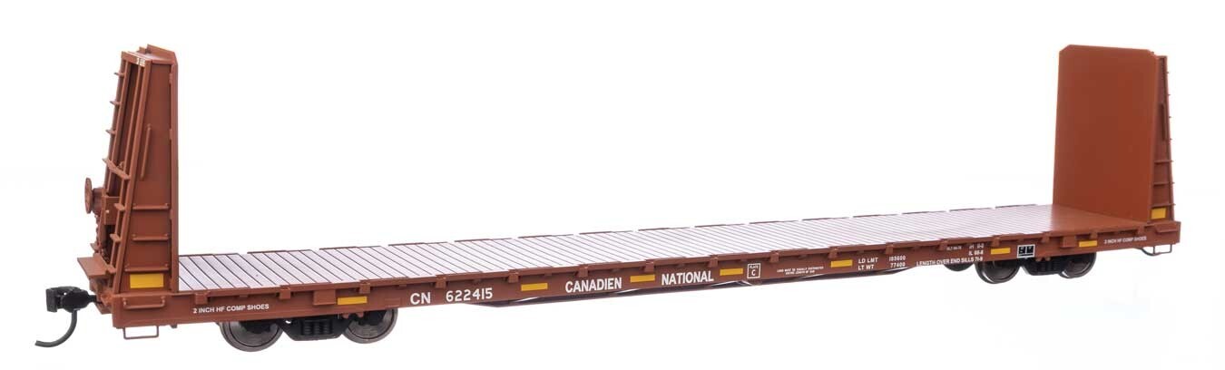 Gauge H0 - Walthers Freight Car 68' Bulkhead Flatcar Canadian National - 50605