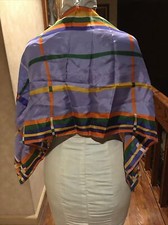 VINTAGE GLENTEX ACETATE GEOMETRIC PRINT OBLONG SCARF HAND ROLLED EDGE 15" X 44"