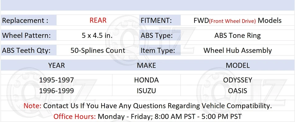 [REAR(Qty.2)] Wheel Hub Assembly For 1995-1997 Honda Odyssey Minivan FWD-Model - Image 2 of 4