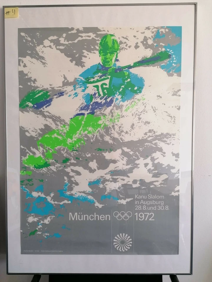 Kunstplakat  Olympia 1972  Kanu Slalom in Augsburg 