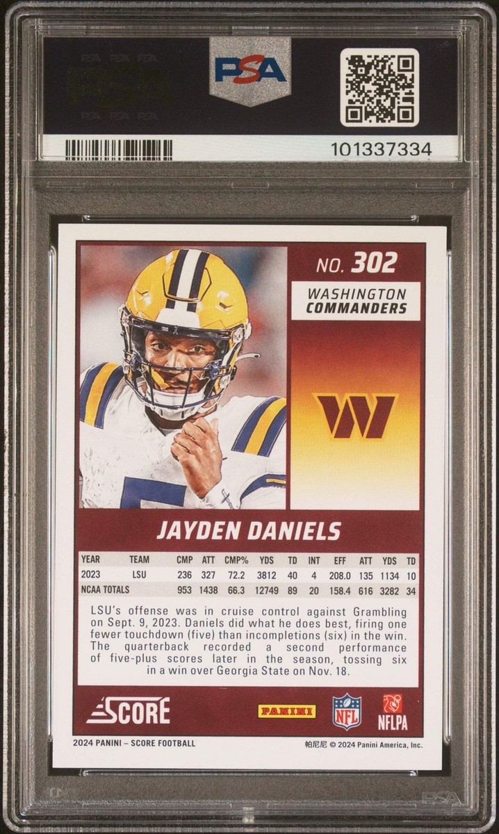 Graded 2024 Panini Score Jayden Daniels #302 Rookie RC Football