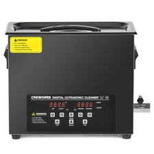 CREWORKS 6L Black Titanium Steel Ultrasound Cleaner w Digital Timer & Heater