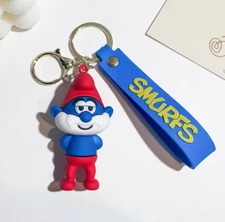 (NEW) SMURFS-PAPA SMURF KEYCHAIN/BAG CLIP 3D-NEXT DAY SHIPPING