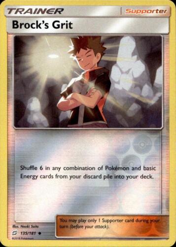 Brock's Grit 135/181 Reverse Holo SM: Team Up Pokemon - Picture 1 of 2