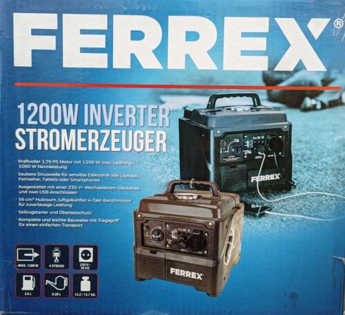 Ferrex Inverter Stromerzeuger 1200 W  4-Takt Notstromaggregat Benzin Not Strom - Bild 1 von 1