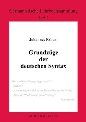 Grundzüge der deutschen Syntax Johannes Erben Taschenbuch 150 S. Deutsch 1997