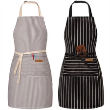 2 Pack Adjustable Bib Apron with 2 Pockets Chef Cooking Kitchen Restaurant Ap...