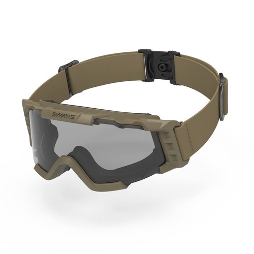 LayLax SWANS Anti-Fog Tactical Goggles, Tan Frame & Light Smoke Lenses ...