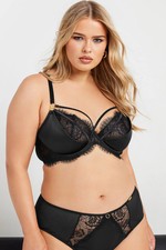 Yours Curve Women's Plus Size Lace Strap Detail Satin Underwired Bra