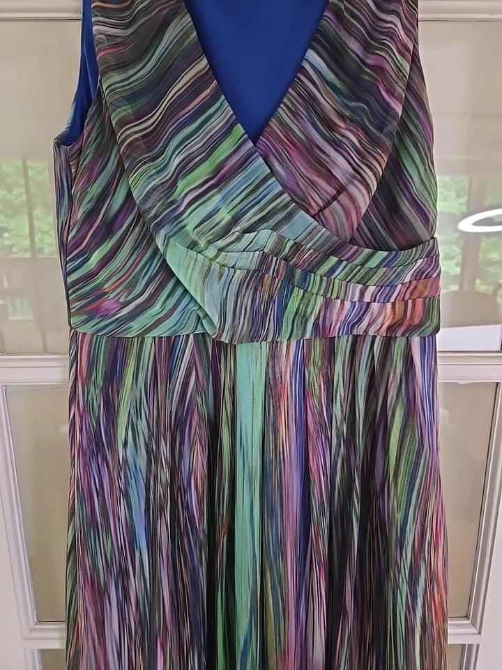Maxi Vestido Coldwater Creek Para Mujer 8 Multicolor Boho Fluido Hadas Fiesta Rayas Foto 3 de 4